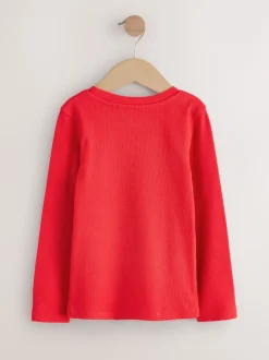 Next - Top côtelé à manches longues (3-16ans) Rouge Hot