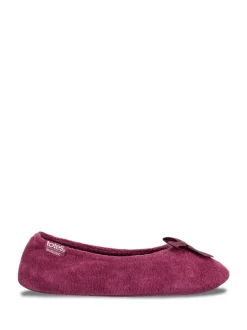 Totes Rouge - Isotoner Terry Ballet chaussons à nœud Clearance