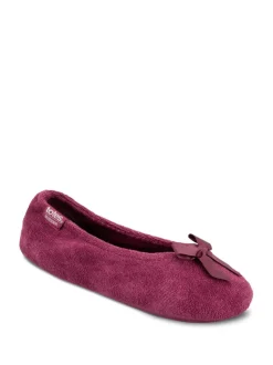 Totes Rouge - Isotoner Terry Ballet chaussons à nœud Clearance