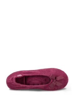 Totes Rouge - Isotoner Terry Ballet chaussons à nœud Clearance