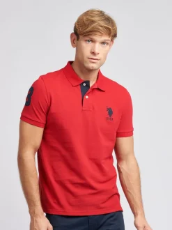 U.S. Polo Assn - . Coupe classique Mens Player 3 Pique 100% Cotton Polos Rouge Sale