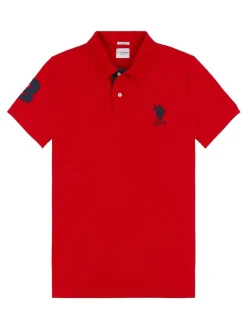 U.S. Polo Assn - . Coupe classique Mens Player 3 Pique 100% Cotton Polos Rouge Sale