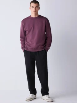 Next - Ajustement régulier - Sweat-shirt épais à Col rond riche en coton Rouge baie Online