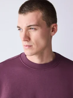 Next - Ajustement régulier - Sweat-shirt épais à Col rond riche en coton Rouge baie Online