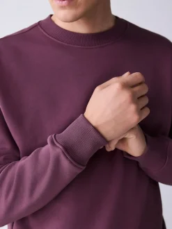 Next - Ajustement régulier - Sweat-shirt épais à Col rond riche en coton Rouge baie Online