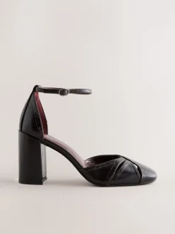 Next Rouge baie - Chaussures à talons carrés en cuir Forever Comfort® avec sangle à la cheville Outlet