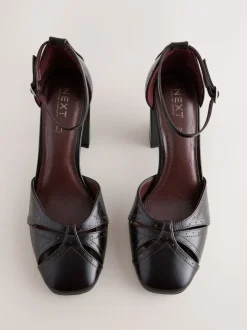 Next Rouge baie - Chaussures à talons carrés en cuir Forever Comfort® avec sangle à la cheville Outlet