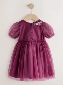 Next Rouge baie - Robe de soirée en maille brodée (3mths-8yrs) Discount