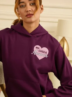 Love & Roses Rouge baie - Sweat à capuche Lounge en jersey