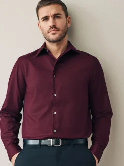 Next Rouge bordeaux - Ajustement régulier - Signature 100% coton avec chemise élégante texturée New