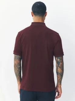 Next - Ajustement régulier - Polo habillé en jacquard Rouge bordeaux Online