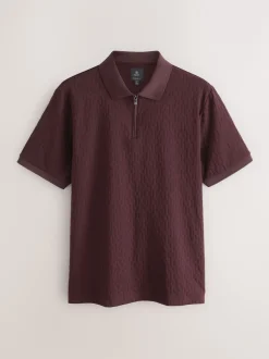 Next - Ajustement régulier - Polo habillé en jacquard Rouge bordeaux Online