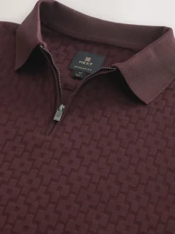 Next - Ajustement régulier - Polo habillé en jacquard Rouge bordeaux Online