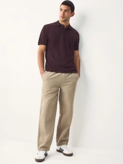 Next - Ajustement régulier - Polo Manches courtes Pique Rouge bordeaux Online