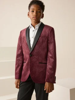 Next Rouge bordeaux - Blazer en velours texturé (3-16ans)