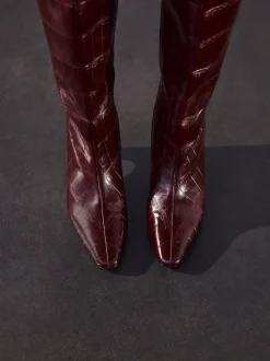 Next Rouge bordeaux - Bottes Forever Comfort® hauteur genou à talons incurvés Online