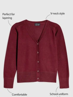 Next - Cardigan à col en V Cotton Rich School (3-16ans) Rouge bordeaux Sale