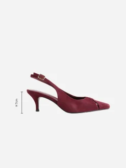 Next Rouge bordeaux - Chaussures à talons à bride arrière en cuir et détails découpés Online