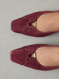 Next Rouge bordeaux - Chaussures à talons à bride arrière en cuir et détails découpés Online