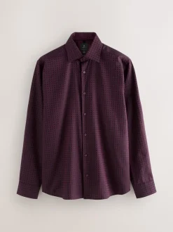 Next Rouge bordeaux - Chemise élégante à manches longues et imprimé géométrique New