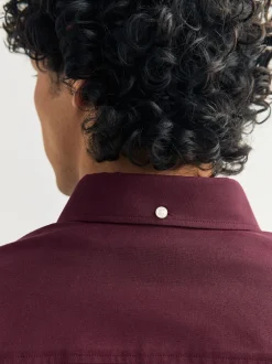 Next - Chemise Oxford stretch à manches longues Rouge bordeaux Clearance