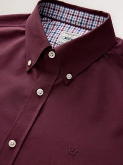 Next - Chemise Oxford stretch à manches longues Rouge bordeaux Clearance