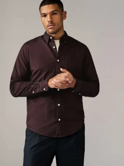 Next - Chemise Oxford douce à manches longues Rouge bordeaux Sale