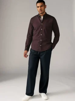 Next - Chemise Oxford douce à manches longues Rouge bordeaux Sale