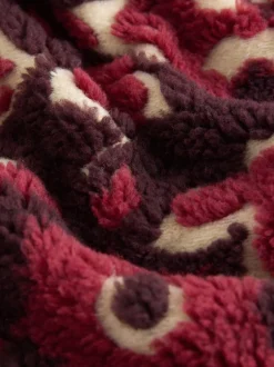 Next Rouge bordeaux à fleurs - Sweat-shirt en polaire jacquard Teddy Borg à quart de zip