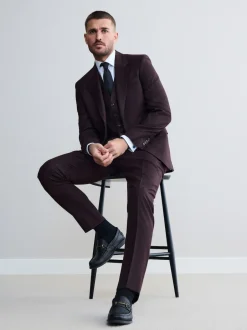 Next Rouge bordeaux - Gilet de costume en flanelle de laine et cachemire mélangés Signature Zignone Best