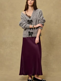 Next - Jupe Midi Satin Rouge bordeaux Discount