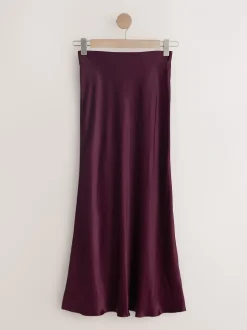 Next - Jupe Midi Satin Rouge bordeaux Discount