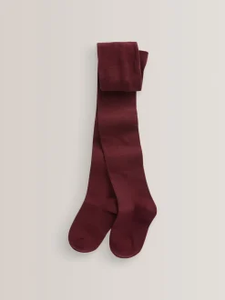 Next - Lot de 3 de collants pour l'école en coton riche Rouge bordeaux Outlet