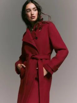 Next Rouge bordeaux - Manteau habillé à col cheminée New