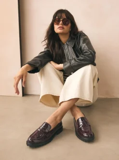 Next Rouge bordeaux - Mocassins vernis épais Clearance