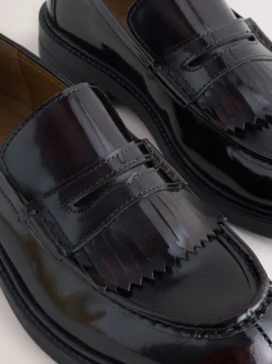 Next Rouge bordeaux - Mocassins à franges Penny Discount