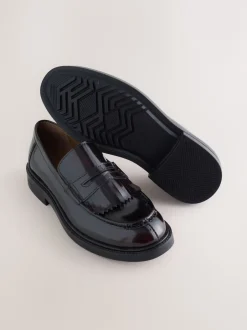 Next Rouge bordeaux - Mocassins à franges Penny Discount