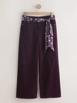 Next Rouge bordeaux - Pantalons en velours côtelé à jambe large avec écharpe Sale