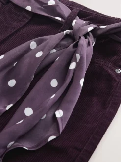 Next Rouge bordeaux - Pantalons en velours côtelé à jambe large avec écharpe Sale