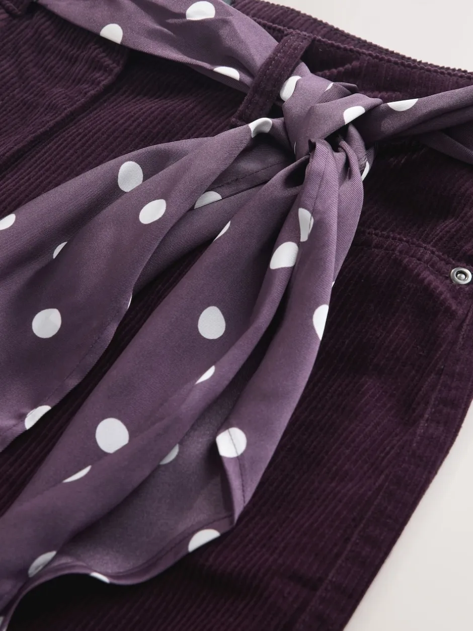 Next Rouge bordeaux - Pantalons en velours côtelé à jambe large avec écharpe Sale