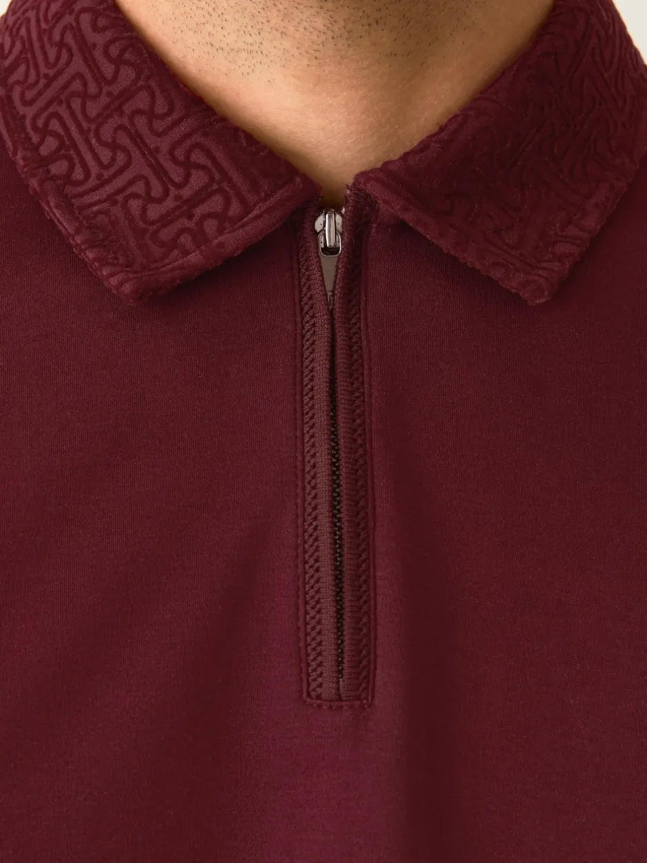 Next - Polo à col intelligent Manches courtes Rouge bordeaux Outlet