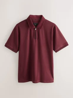 Next - Polo à col intelligent Manches courtes Rouge bordeaux Outlet