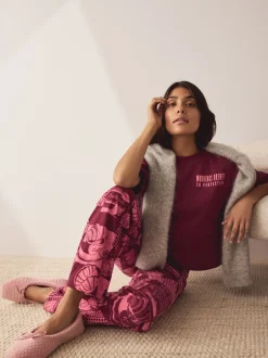 Next - Pyjama à manches courtes en coton Rouge bordeaux New