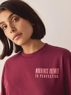 Next - Pyjama à manches courtes en coton Rouge bordeaux New