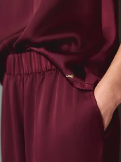 Next Rouge bordeaux - Pyjama cami bordé de dentelle Best