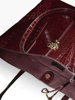 Lipsy Rouge bordeaux - Sac cabas effet croco Outlet