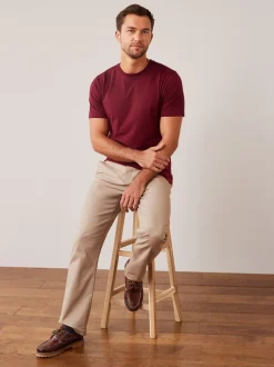 Next - Slim Fit (Slim Fit) - T-shirt Essential Col rond en coton Rouge bordeaux New