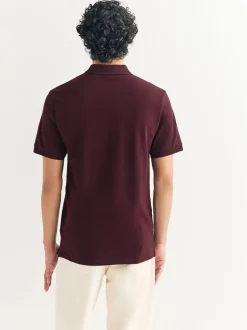 Next - Slim Fit (Slim Fit) - Polo Manches courtes Pique Rouge bordeaux Sale