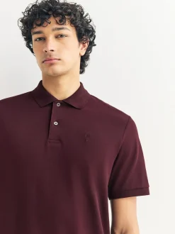 Next - Slim Fit (Slim Fit) - Polo Manches courtes Pique Rouge bordeaux Sale
