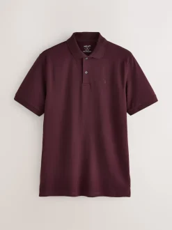 Next - Slim Fit (Slim Fit) - Polo Manches courtes Pique Rouge bordeaux Sale